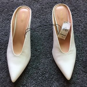 Express White Heeled Mules